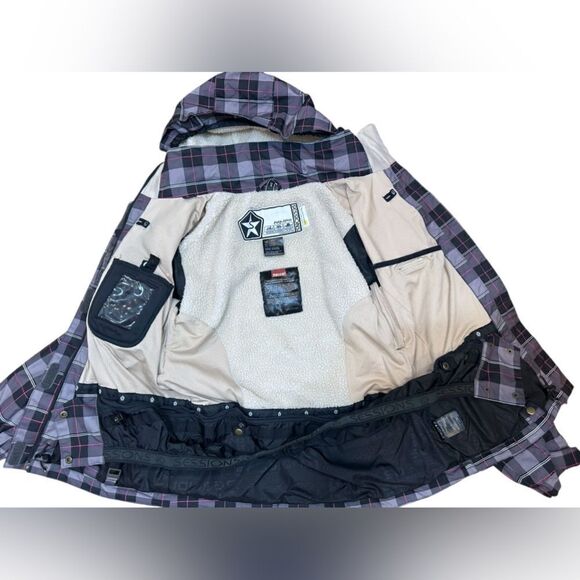 Sessions MFG RECCO Insulated Snowboarding Snow Winter Ski Plaid Jacket Parka S - Picture 8 of 16